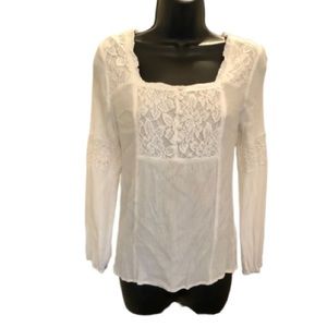 MAURICES White Boho Peasant Long Sleeve Top - size medium